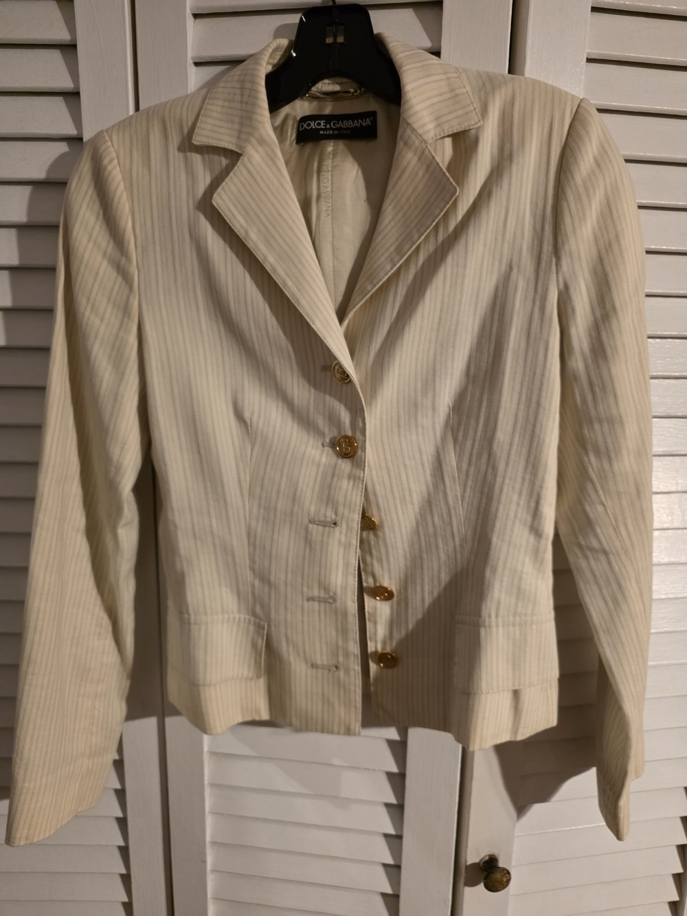Dolce & Gabbana Women's Cream Pinstripe Blazer